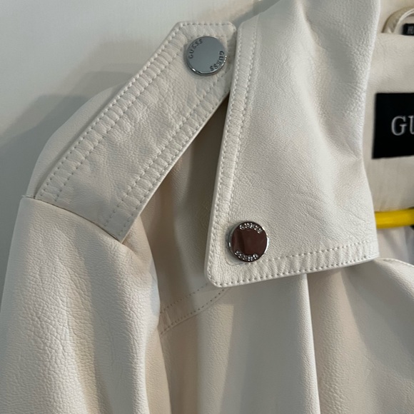 Guess brand leatherlike biker jacket. Off white. True to size. Worn once. - Picture 4 of 7